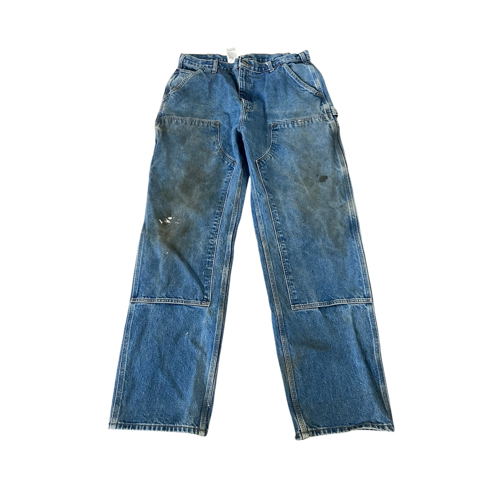 Vintage Carhartt B73 Dst Denim Double Knee Carpenter 38x32 Jeans Vtg